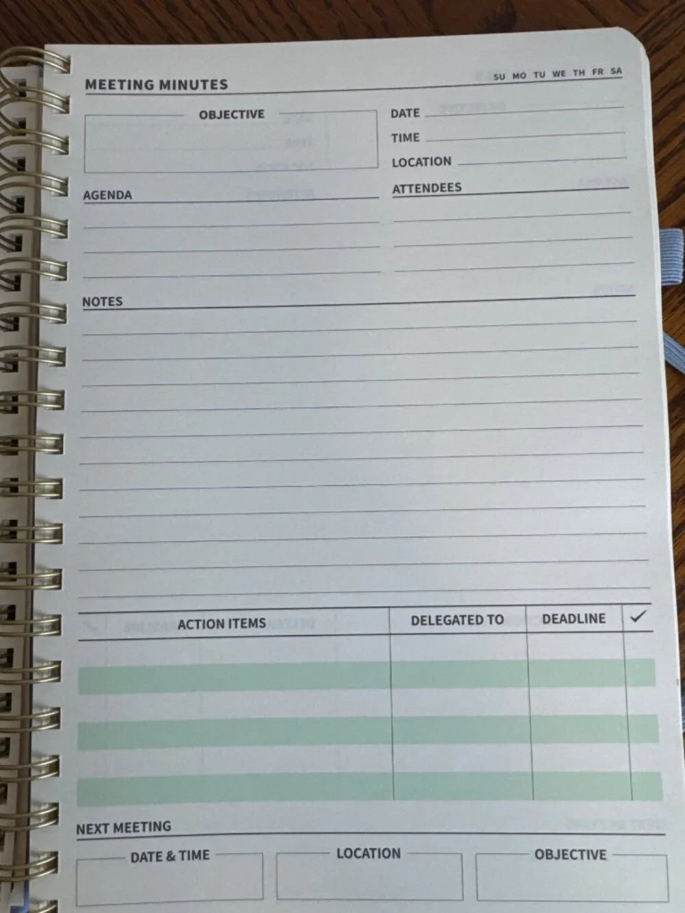 Periwinkle Blue Meeting Minutes Planner Calendar New.